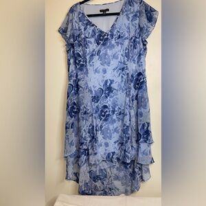Floral Blue Sleeveless Dress